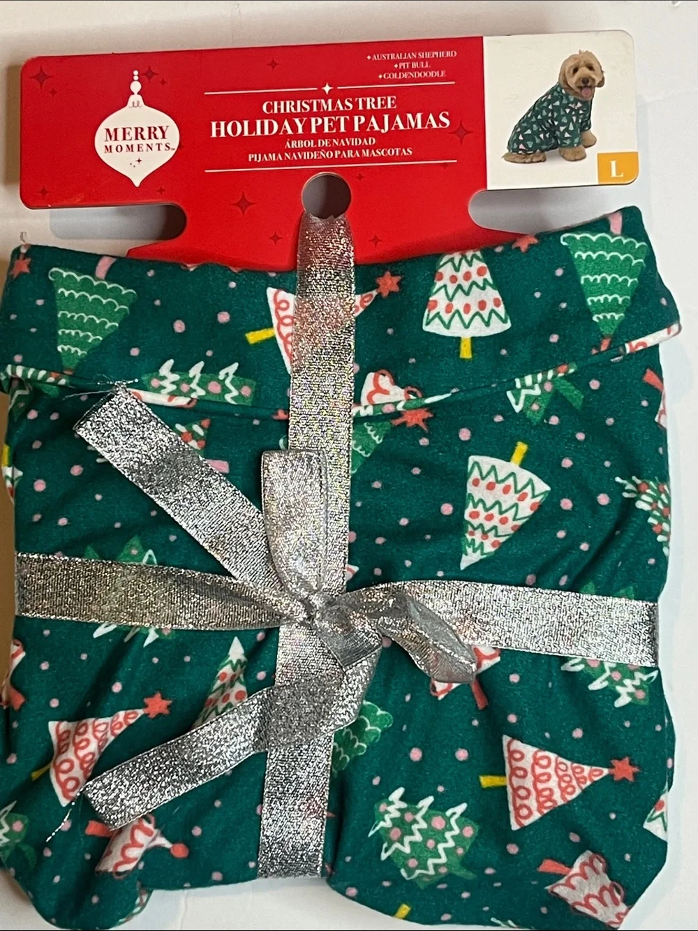 Green Holiday Tree Print Dog Pajama
